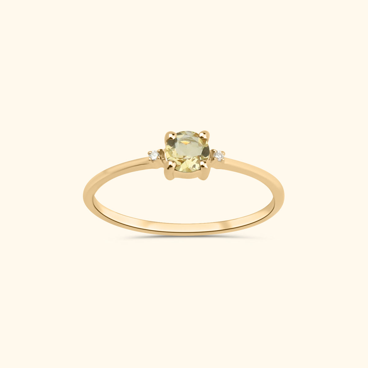 Ciara ring van 9 karaat goud met citrien en twee diamantjes
